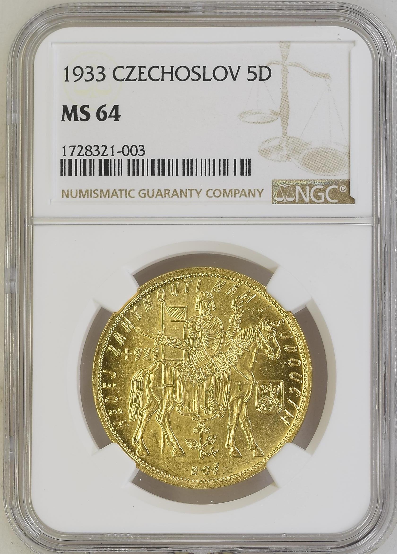 1933年 チェコ 5ダカット金貨 MS64 NGC – ANTIQUE COIN MARKET